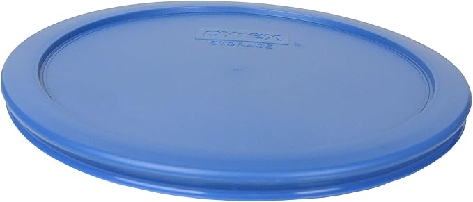 Pyrex (2 7203 7 Cup Glass Bowls & (2) 7402-PC 6/7 Cup Marine Blue Lid Made in the USA