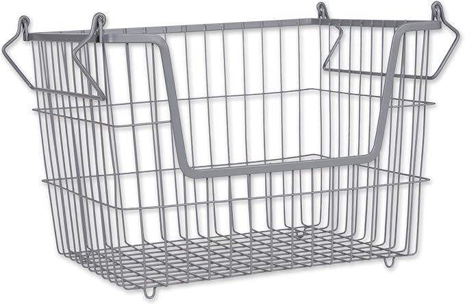 DII Metal Wire Mesh Stackable Utility Storage Bin, Medium Rectangle, 13x11x9, Cool Gray