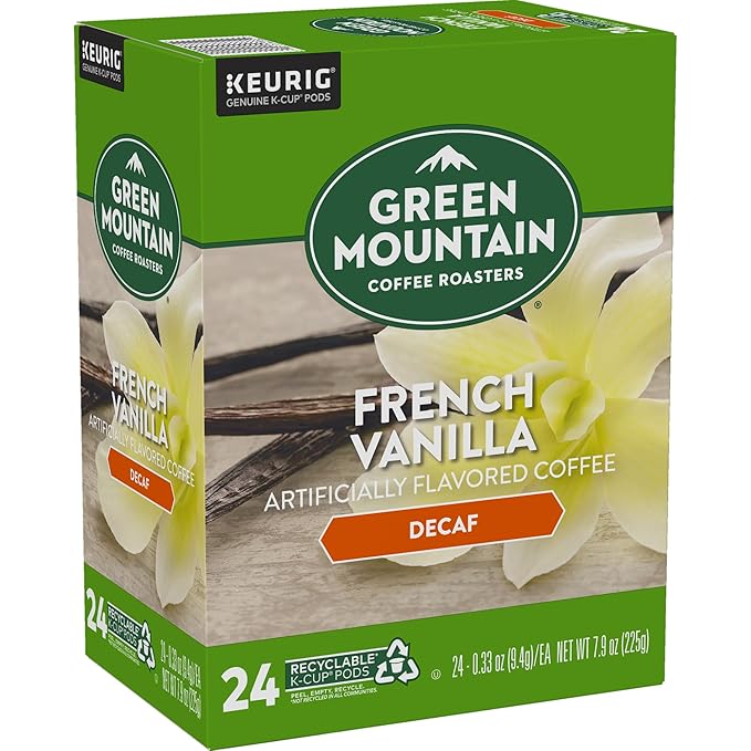 Green Mountain Coffee Roasters French Vanilla Decaf Keurig Single-Serve K-Cup pods, Light Roast Coffee, 96 Count