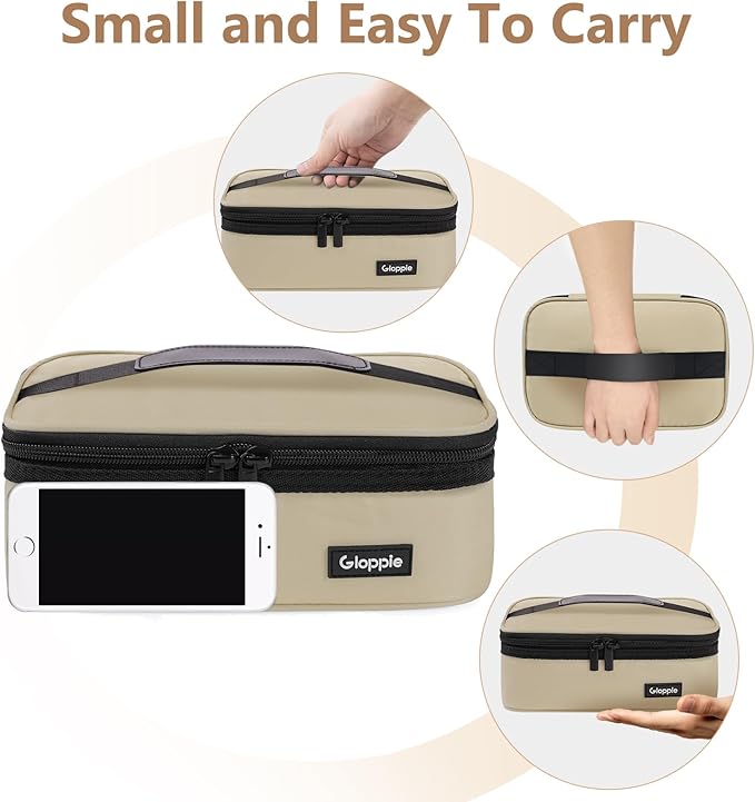Gloppie Small Lunch Bag - Insulated Lunch Box, Mini Lunchbox Lunch Cooler Bag, Petty Food Containers, Snack Bag, for Adult, Khaki