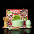 Matcha Set–7-Piece Set Including Matcha Bowl with Spout, Whisk, Chasen Holder, Sifter, Bamboo Scoop,Scoop Stand,wood spoon(Daisy Green)–Perfect for Matcha Lovers&Tea Ceremonies