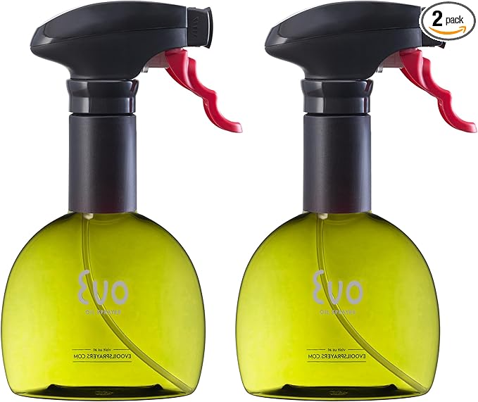Evo Oil Sprayer Mini Non-Aerosol for Olive Oil, Cooking Oils, and Vinegars, Green, 8-Ounce Capacity, Set of 2