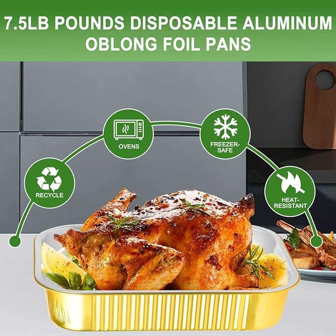 15 Pack 9x13 Gold Aluminum Foil Pans with Lids Heavy Duty 13"×9"×2.4" Foil Food Containers with Lids, Tin Foil Pans for Baking, Meal Prep, Freezer, Heating and Takeout