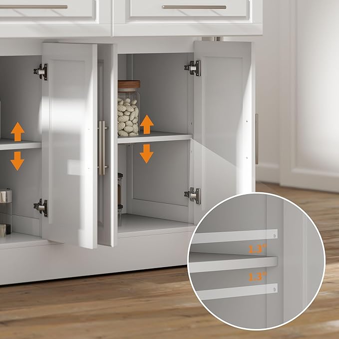HOMCOM Rolling Kitchen Island Cart with Wheels, Portable Island Table for Kitchen with Stainless Steel Top, Adjustable Shelves, 2 Drawers, Spice, Knife and Towel Rack, White