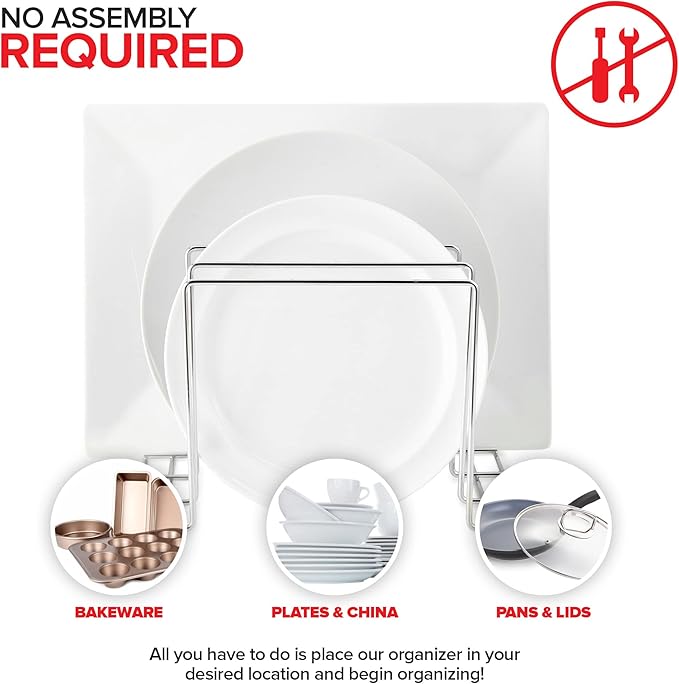 Stock Your Home Chrome (2 Pack) Steel Baking Pan Organizer Rack for Cabinet or Counter, Holder for Kitchen Cutting Boards, Pot Lids, or Cookie Sheets - Rust Proof Wire, Drying Storage