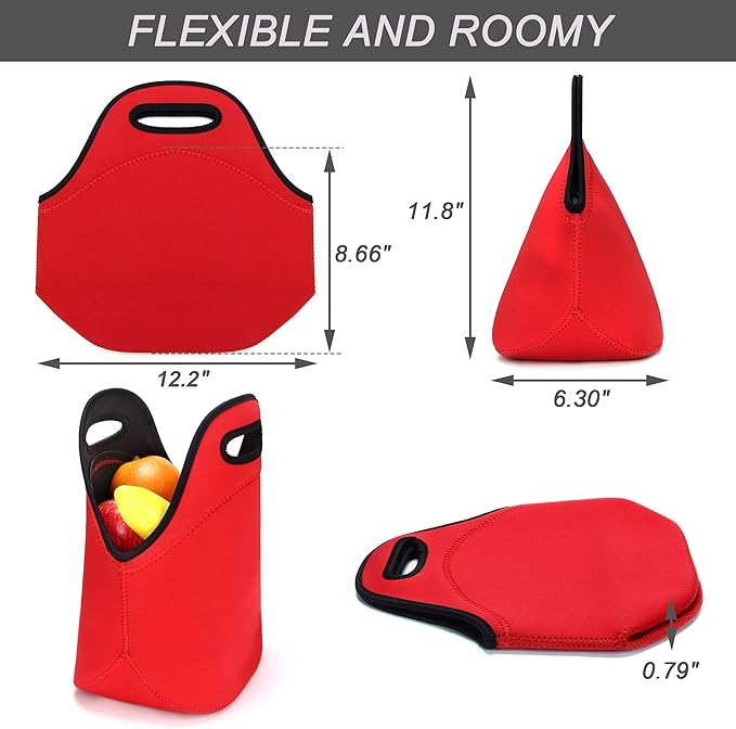 Neoprene Lunch Bag for Women Insulated Lunch Tote Bags Washable Lunch Container Box for Work Picnic Lightweight Meal Prep Bags for Men