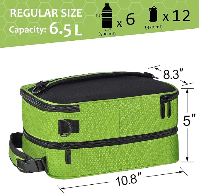 Tirrinia Expandable Insulated Lunch Bag for Men Women – Leakproof Reusable Cooler LunchBox for Kids & Adults with Shoulder Strap, Perfect for Work, School, Office, Travel,Green