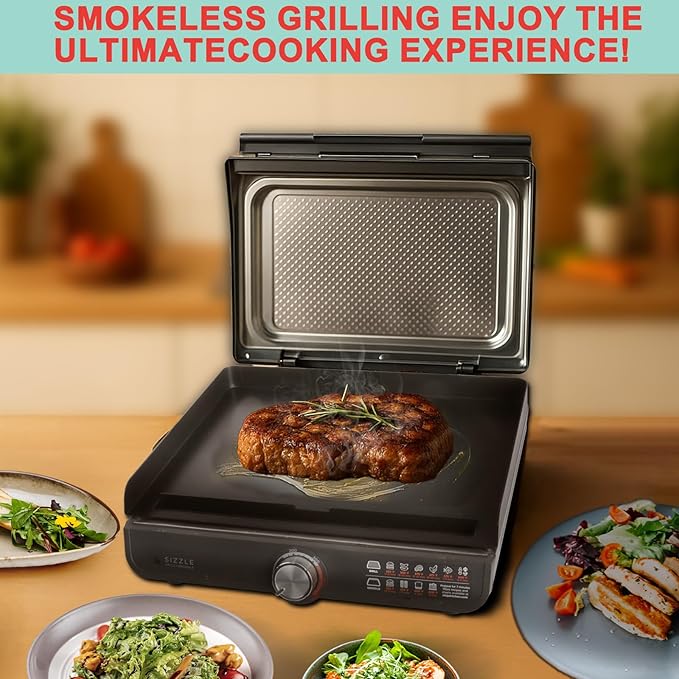 GR101 Griddle Pan for Ninja Sizzle Smokeless Indoor Grills & Griddles, Flat Top Grill Plate Replacement Parts for Ninja GR100 Series Cooking Electric Accessories, Non-Stick GR101 Grill Plate 14.5 Inch