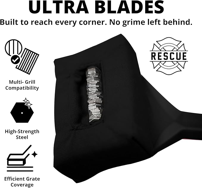 Grill Rescue BBQ Replaceable Scraper Cleaning Head, [Rescue-Upgraded], Bristle Free, Durable and Unique Scraper Tools for Cast Iron or Stainless-Steel Grates, Barbecue Cleaner (Ultra Pro Head)