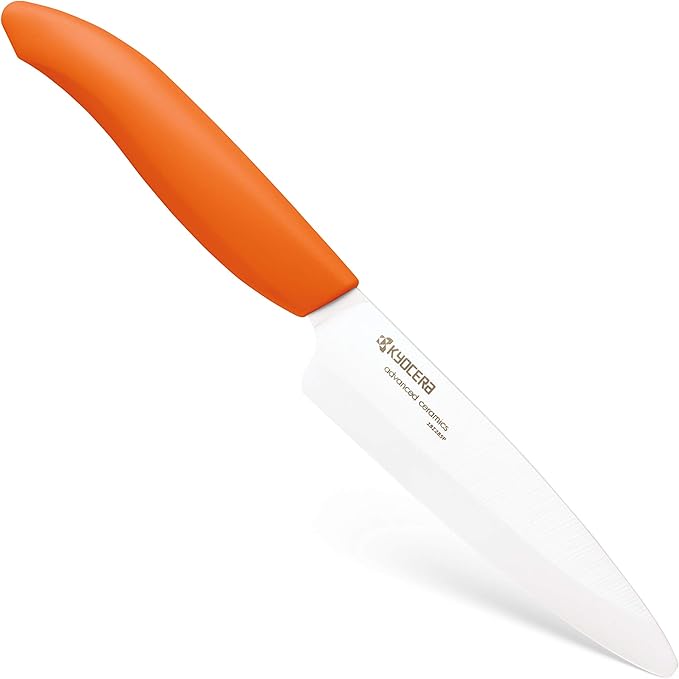 Kyocera Advanced Ceramic Revolution Series 4.5-inch Utility Knife, Orange Handle, White Blade