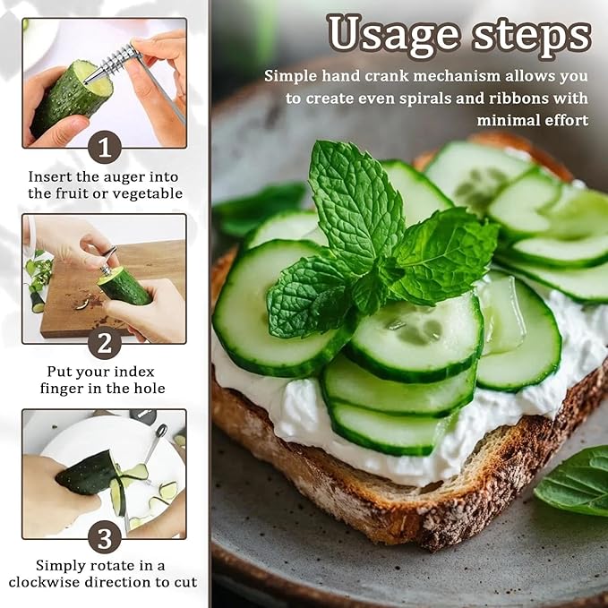 Vegetable Spiral & Crinkle Cutter – 2-in-1 Premium Peeler for Veggies & Potatoes, Stainless Steel Spiralizer for Zucchini, Carrots, Potatoes, Salad Garnishes & More(2Pcs)
