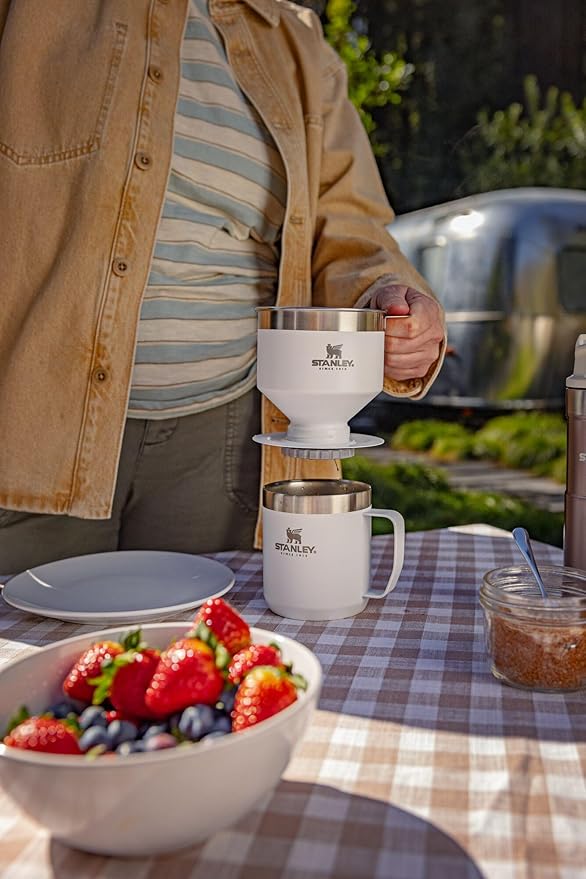 STANLEY Perfect Brew Pour Over Set | 12 oz Camp Mug with Lid Included | Drip Coffee Maker with Reusable Filter | Insulated Stainless Steel | BPA-Free | Polar