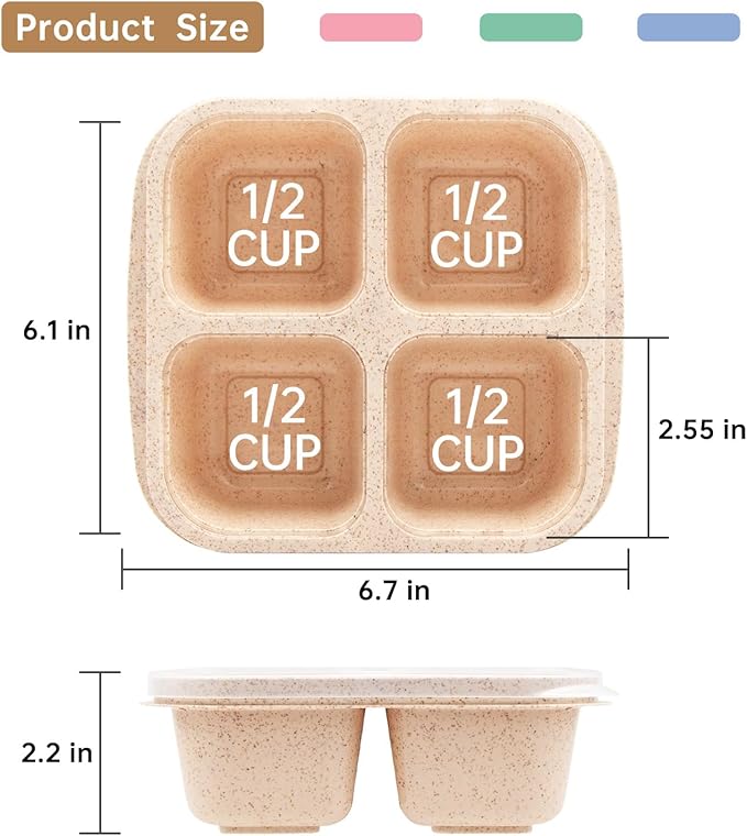 4 Pack Bento Lunch Box，4 Compartment Snack Containers，Divided Bento Snack Box，Meal Prep Containers Kids/Toddle/Adults,Food Storage Containers for School, Work and Travel