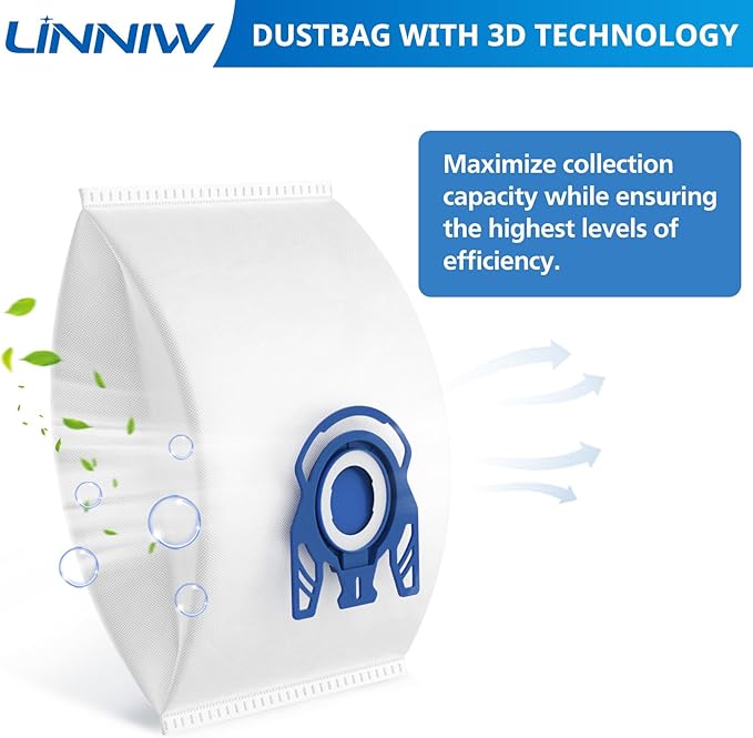 20 Pack 3D Airclean GN Vacuum Bags Compatible with Miele Classic C1, Complete C1, Complete C2, Complete C3, S227 S240, S270, S400, S2, S5, S8 Series Canister Vacuum Cleaner