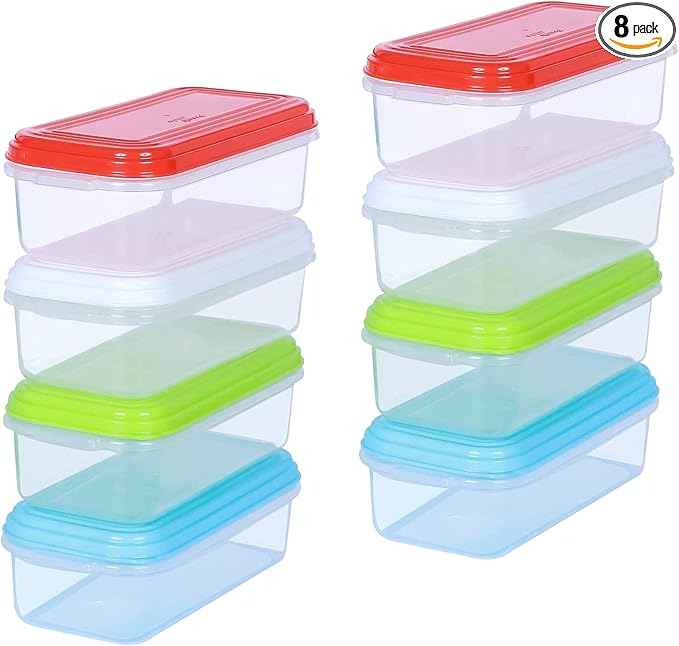 ARSUK Small Food Storage Containers with Lids 8.5 fl oz, 8-Pk - 1 Cup Plastic Reusable Storage Containers for Sauce, Sides, Snacks, Meal Prep - Leakproof - Microwave, Freezer & Dishwasher Safe