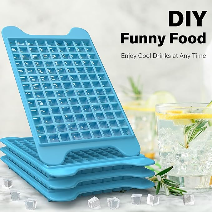 Mini Ice Cube Tray for Freezer: FDDBI Small Ice Trays for Freezer with Bin - 117×4PCS Easy Release Nugget Ice Tray - Crushed Ice Tray with Container