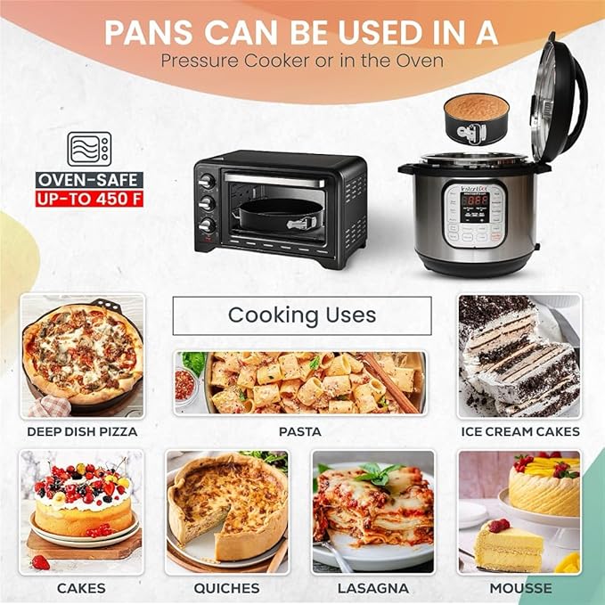 RFAQK 4-Inch Mini Cake Pans Set for Baking - Nonstick 4PCs Small Cheese Pans for Cheesecakes, Pizzas, Quiches, and More! Perfect for Baking Small, Smash, and Mini Treats