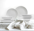 Pots & Patterns White Dinner Plates. Porcelain Dinnerware Set for 4-12-Piece Chip Resistant Plates and Bowls Sets