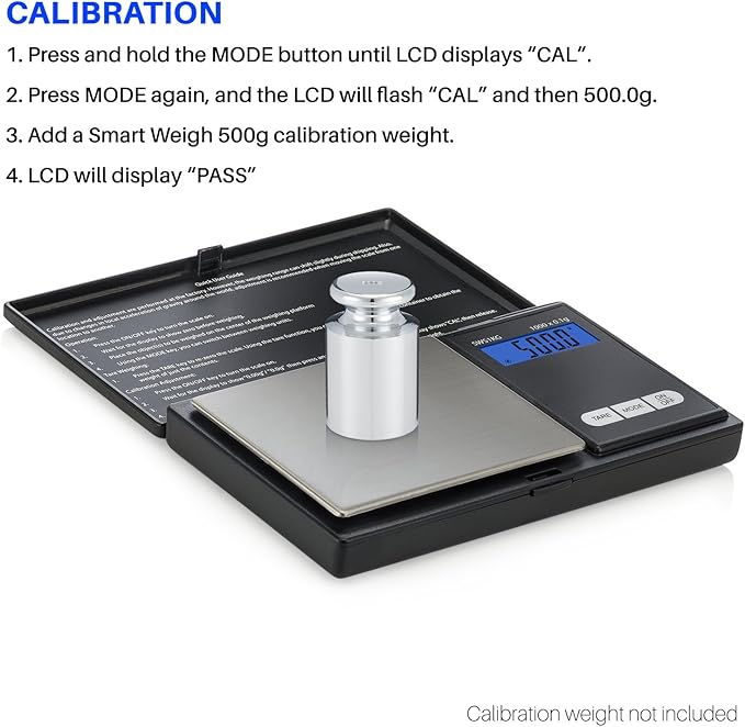 Smart Weigh Digital Pocket Gram Scale, 1000g x 0.1 Grams, Digital Gram Scale, Jewelry Scale, Food Scale, Medicine Scale, Kitchen Scale Black, Battery Included