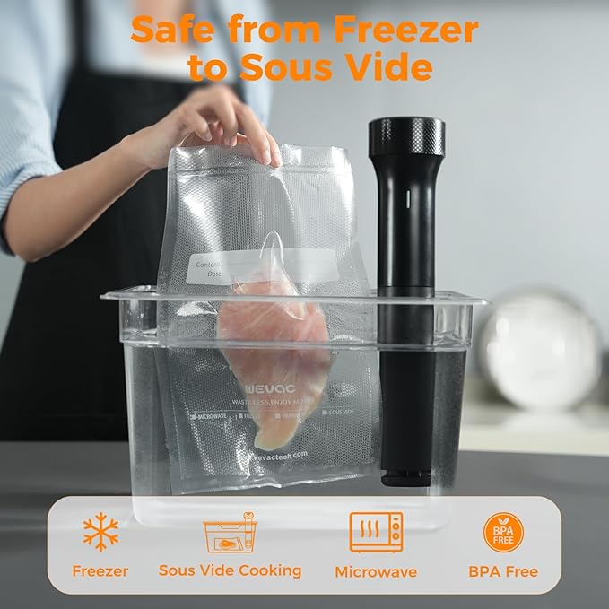 Wevac Vacuum Sealer Bags 8x50, 11x50 Rolls 2 pack for Food Saver, Seal a Meal, Weston. Commercial Grade, BPA Free, Heavy Duty, Great for vac storage, Meal Prep or Sous Vide