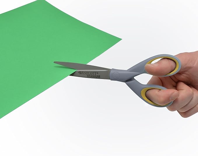 Westcott ‎13824 7” & 5” Pointed Titanium-Bonded Crafting Scissors with Soft Handles, Gray/Yellow (2 Pack)