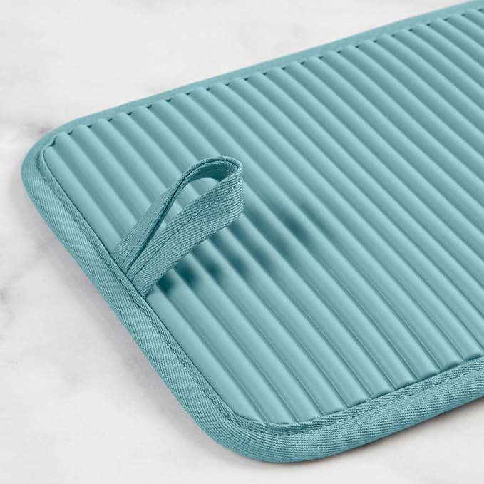 KitchenAid Ribbed Soft Silicone Pot Holder 2-Pack Set, Mineral Water Aqua, 7"x9"