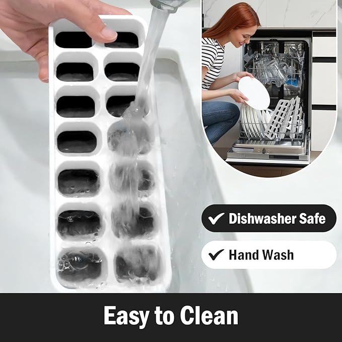 DclobTop Ice Cube Trays for Freezer - 3 Pack 42 Ice Cubes, Easy to Release Plastic Silicone Trays with Spill-Resistant Lids, Reusable Stackable Tray for Cocktails, Drinks and Coffee, BPA-Free,Black