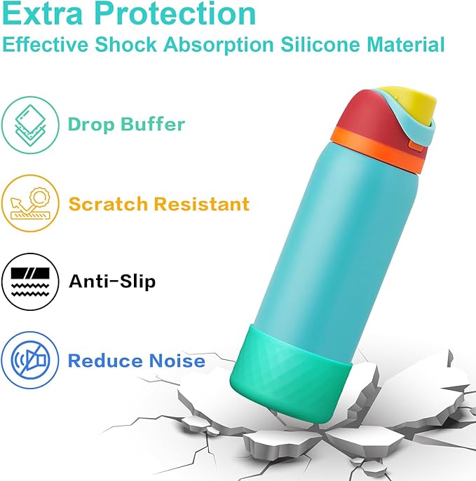 2PCS Silicone Water Bottle Boot for Owala 32oz, Protective Bottom Bumper Anti-Slip Sleeve for FreeSip, Twist, and Flip Stainless Steel Bottles, Dishwasher Safe and BPA Free