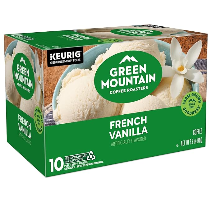Green Mountain Coffee Roasters French Vanilla Keurig Single-Serve K-Cup pods, Light Roast Coffee, 60 Count (6 Packs of 10)