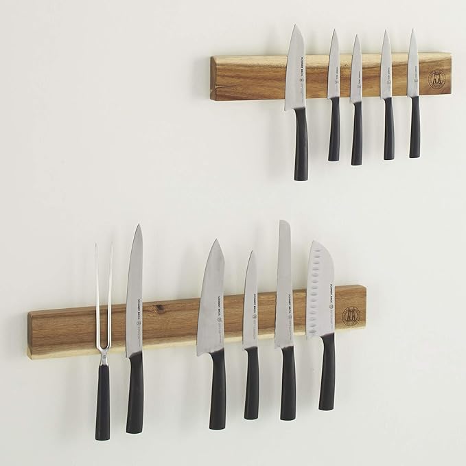 Schmidt Brothers - Acacia 24" Knife Magnetic Strip Wall Bar, Universal Magnetic Knife Holder for Wall and Cutlery Storage Up to 12-16 Knives