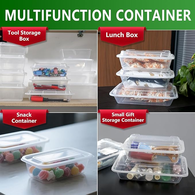 20 Pack 12oz Clear Meal Prep Containers Reusable Food Storage Containers with Lids - BPA Free Microwave Safe Lunch Bento Box with Lids - Spill Proof, Dishwasher and Freezer Safe
