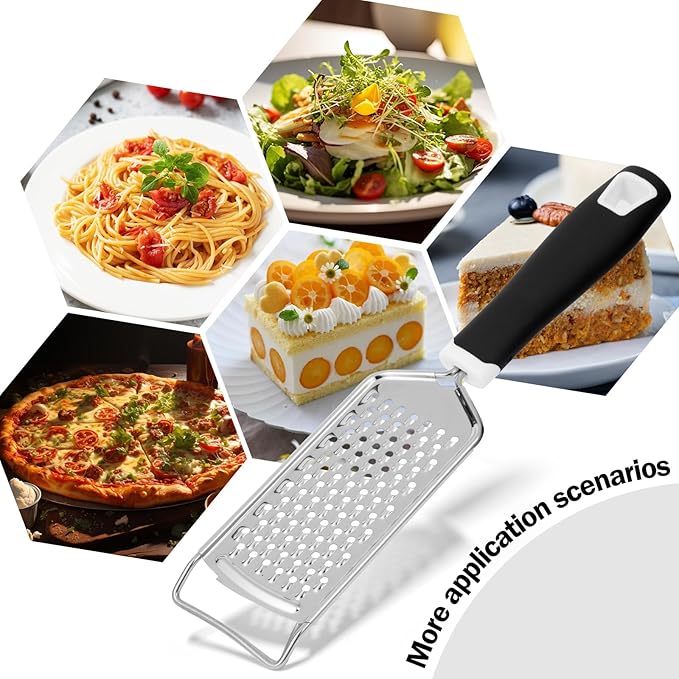 Handheld Cheese Grater - Mirror Stainless Steel Blades, Lightweight & Ultra-Smooth & Rustproof - Non-Slip Comfortable Handle for Parmesan, Mozzarella, Hard & Soft Cheeses - Dishwasher Safe