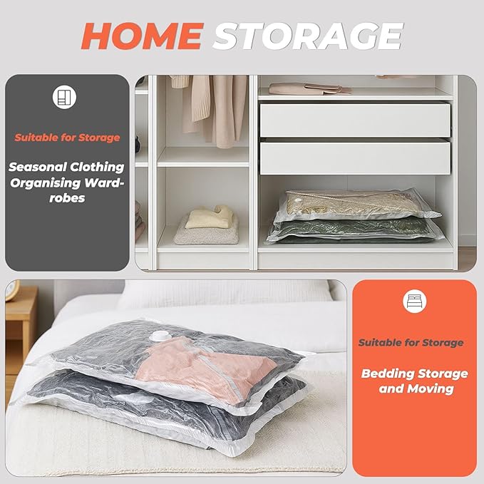 Vacuum Seal Bags for Clothing with Rechargeable Cordless Pump, 18 Pack Vacuum Storage Space Saver Bags, Compression Packing Seasonal Storage for Clothes Bedding Blanket Pillows Comforters