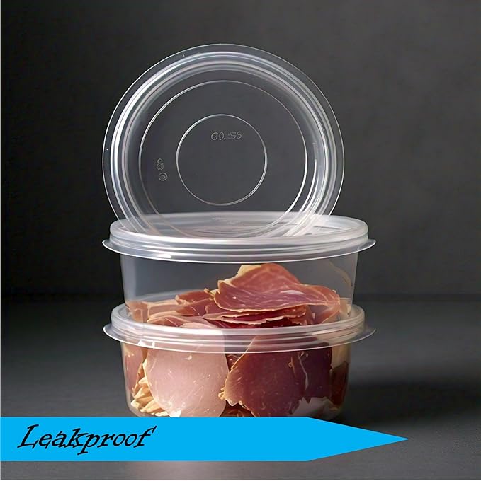 Mr Miracle 8OZ Deli Containers with Lids - 15 Pack of 8 oz Clear Airtight Reusable Plastic Food and Multi-Purpose Deli Containers - Microwave, Freezer, and Dishwasher Safe