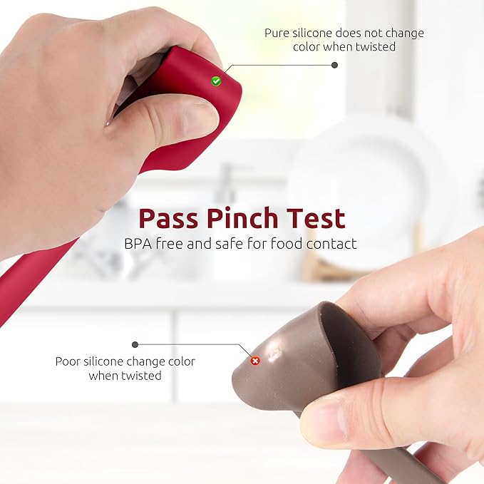 U-Taste Small Mini Silicone Spatula: 9×2inch 600ºF Heat-Resistant Food-Grade Jar Scraper for Kitchen Use, Non-Stick Seamless Flexible Baking Utensil for Mixing, Scraping Jam in Bowl or Cup (Red)