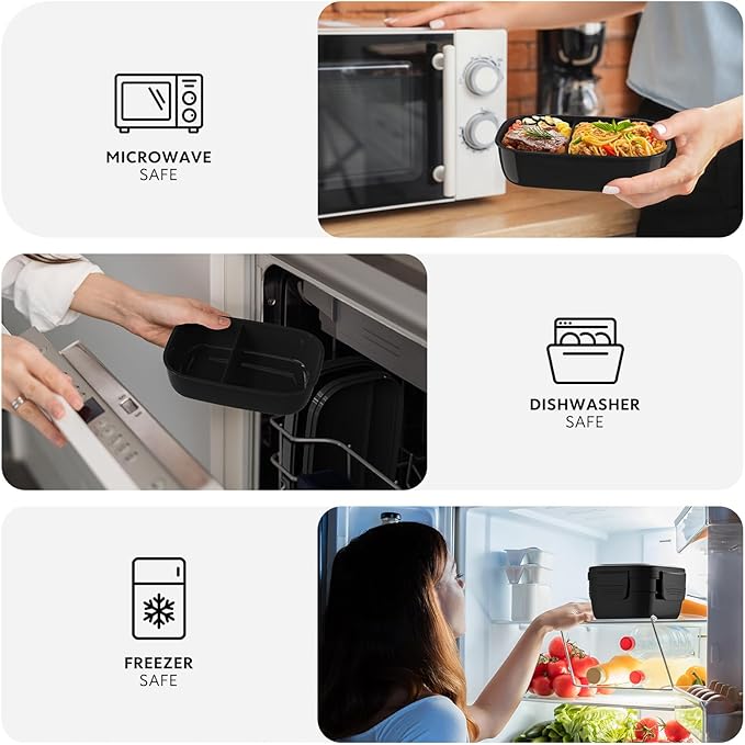 Bento Box Adult, Lunch Box Containers for Men Women with 8 Compartments, Lunch Containers with Utensils, 51 OZ/1900ML, Microwave & Dishwasher Safe