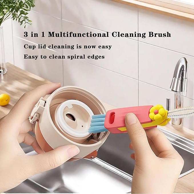 Straw Cleaner Brush Extra Long 13 inch for Stanley Yeti Tumbler Cup Straw Cleaner Brush Kit and 3 in 1 Cup Lid Cleaning Brush Multifunctional Water Bottle Brushes for Cleaning