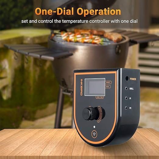 INKBIRD WiFi & Bluetooth BBQ Temperature Controller ISC-007BW Kit, Automatic Smoker Fan Controller Grill Thermometer with 3 Probes for Big Green Egg, Kamado, WSM, Kettle, Akorn - Storage Carrying Case