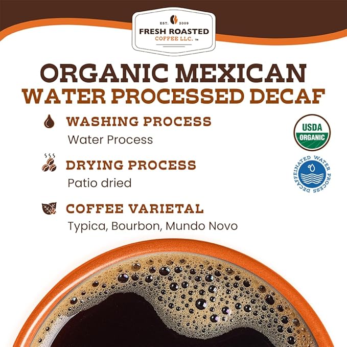 Fresh Roasted Coffee, Organic Mexican Water-Processed Decaf | USDA Organic, 100% Single Origin, Kosher | Medium Roast 5 lb (80 oz) Whole Bean