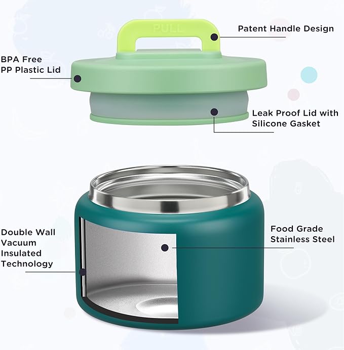 MAISON HUIS 8oz Stainless Steel Thermo Food Jar, Leak Proof, Portable, Kids Lunch Soup Container for School Travel