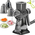 Cheese Grater Rotary Cheese Grater,Versatile Cheese Shredder,Blades for Shredding, Grating, Slicing,Cheese Shredder with Suction Base and Cleaning Brush Kitchen Gift (gray)