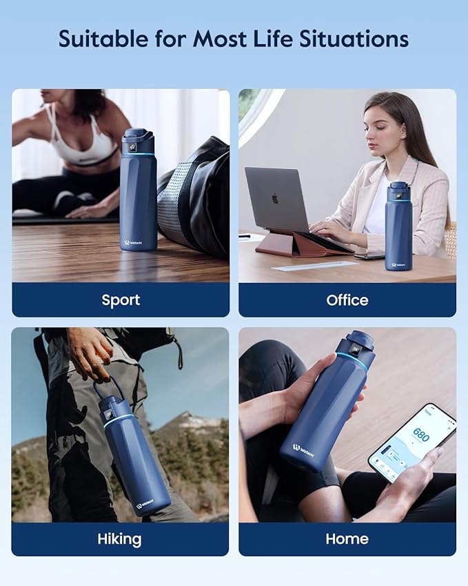 BOOST Smart Water Bottle with Reminder & Tracker, Double Wall Vacuum Insulated Bottles Stainless Steel, 32oz BPA-Free Wide Mouth for Gym, Office, School, Ideal Gift for Christmas, Halloween, New Year