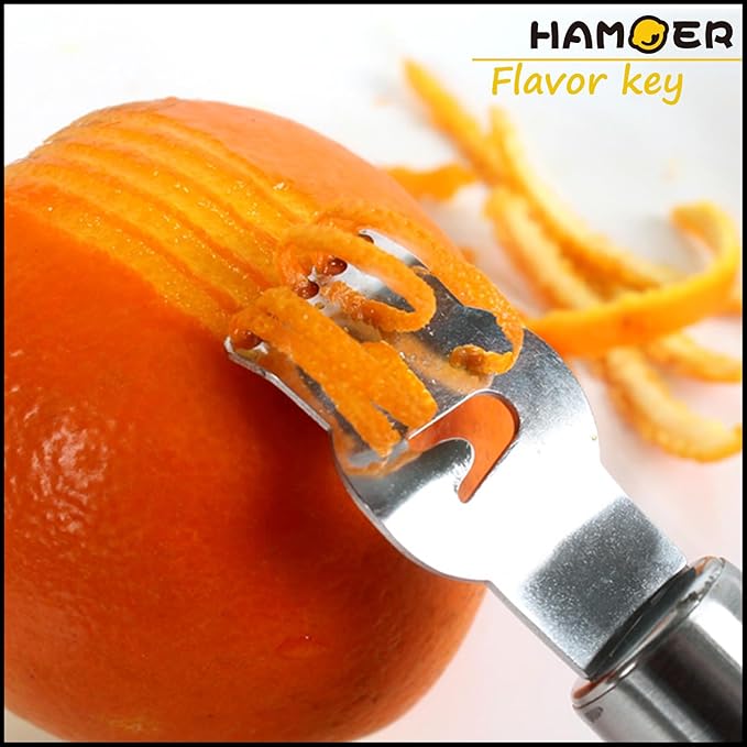 Lemon Zester Grater Channel Knife Handheld for Bar Kitchen full Stainless Steel tool set
