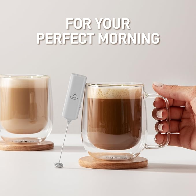 Mini & Mighty Milk Frother Wand – Powerful Handheld Coffee Frother, Battery Operated Drink Mixer – Compact Pocket Size – Detachable Whisk for Latte, Cappuccino, Matcha, Hot Chocolate – Gray