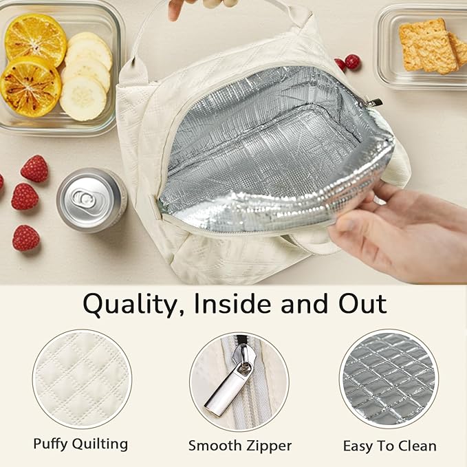 Aosbos Lunch Bag Women Insulated Lunch Box for Women Lunch Tote for Adult Lunch Cooler Bag Lunchbox for Work Office Picnic，beige