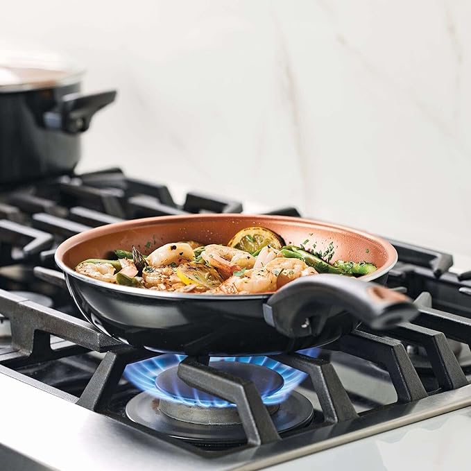 Farberware 10365 Glide Dishwasher Safe Nonstick Cookware Set / Pots and Pans Set - 11 Piece, Black