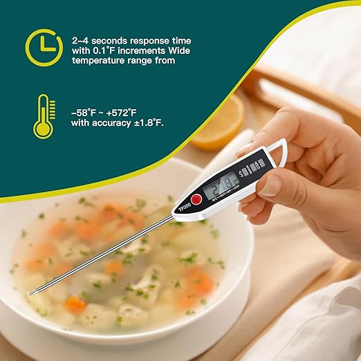 3 Pcs Instant Read Meat Thermometer with Long Probe 9.65 Inch Kitchen Cooking Food Candy Waterproof Digital Thermometer for BBQ Water Milk Yogurt Liquid (Pointed,Black,White,Red)
