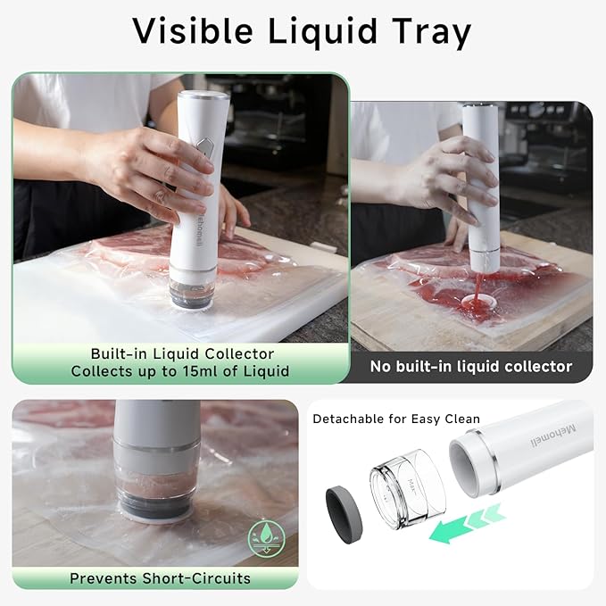 Compact Vacuum Sealer for Food (Vacuum Sealer Machine + 30 Reusable Vacuum Bags), Powerful Handheld Vacuum Sealer Machine, Seal Food 6X Fresh Longer, Portable & Wireless, Easy-Clean