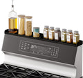 SpaceAid 30" Wide Kitchen Shelf Organizer for Stove, Magnetic Bamboo Spices Shelf for Home Stove Kitchen Storage Organization (Fit for Flat Top Only, Black)