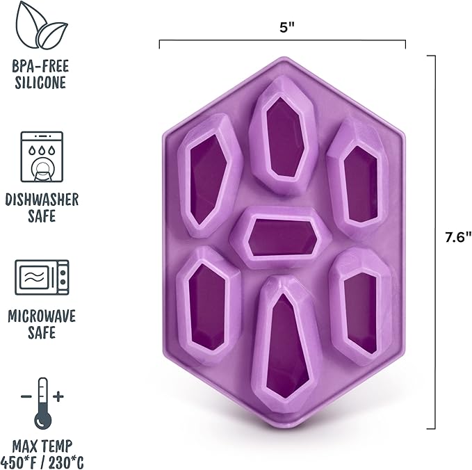 Genuine Fred CRYSTAL ICE TRAY, Silicone Ice Tray, Purple, 7.6 x 5 x 1.4 inches